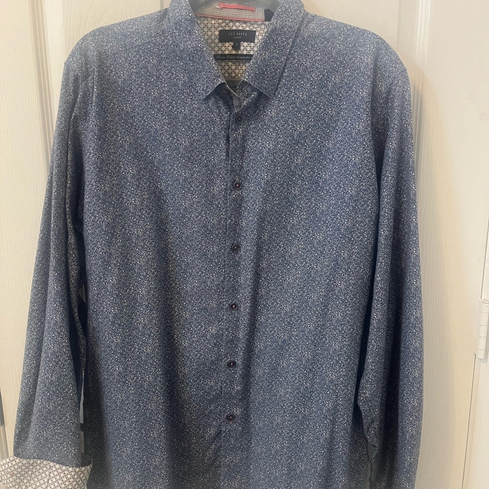 Ted Baker Navy Floral Button Down Shirt